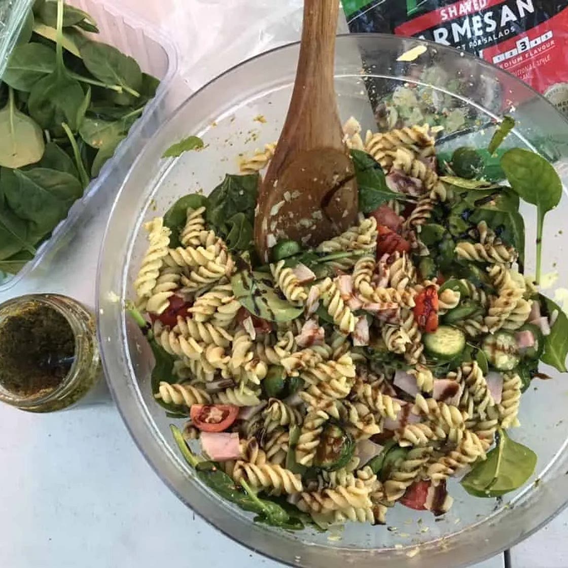 Bacon and Pesto Pasta salad