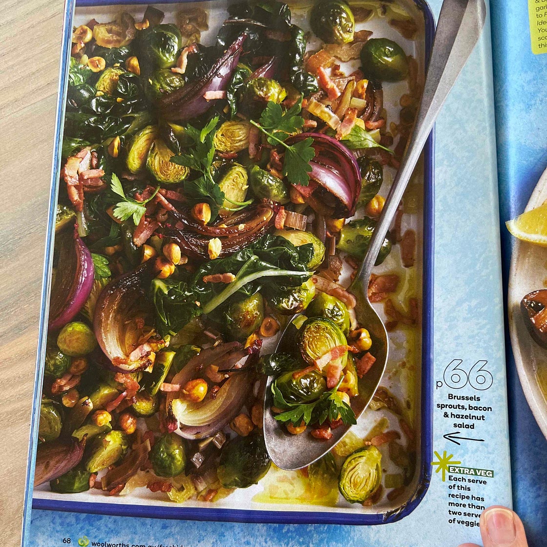 Brussels Sprouts, bacon & hazelnut salad