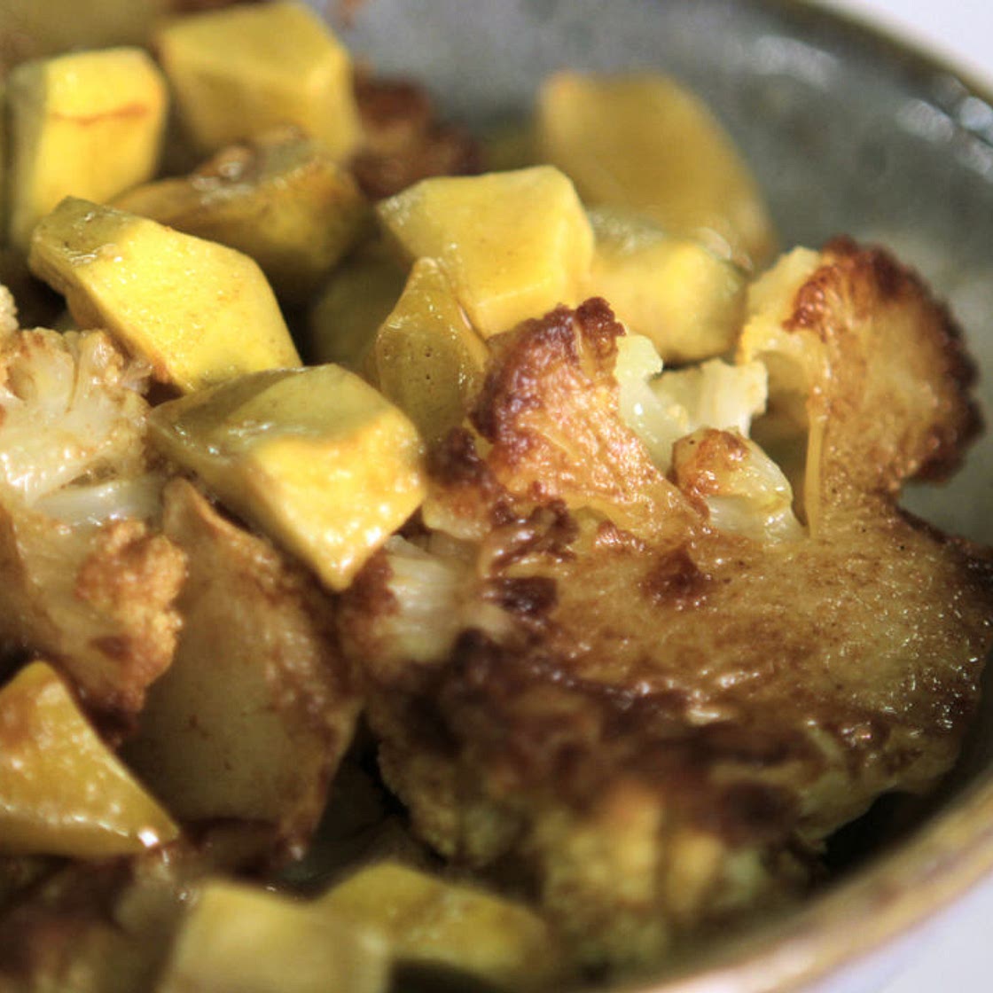 Roast cauliflower and chestnuts