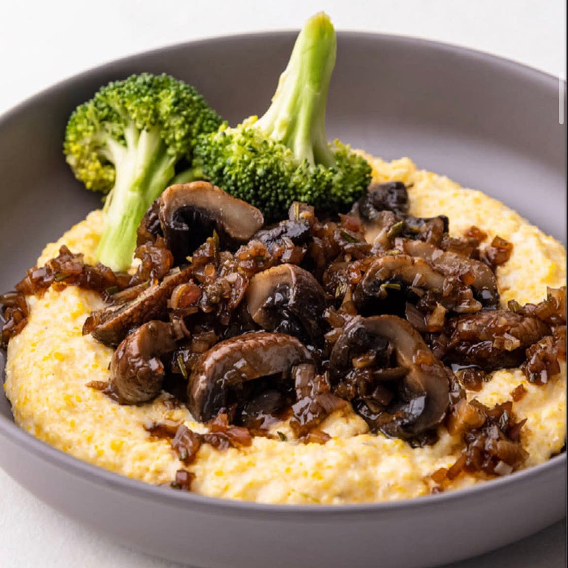 Creamy Corn Polenta with Sauteed Mushrooms