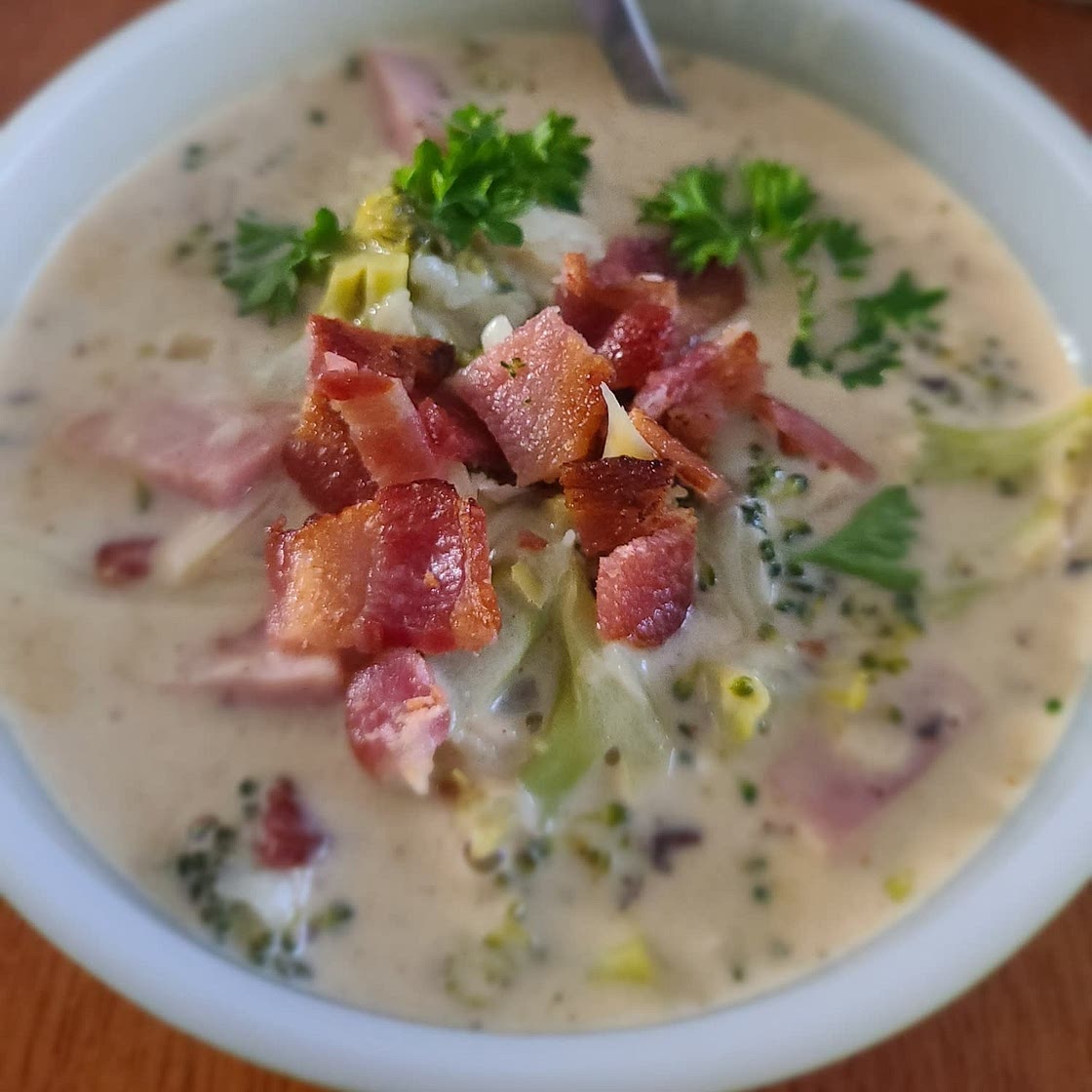 Cheesy Keto Ham Soup with Broccoli {keto/low carb}