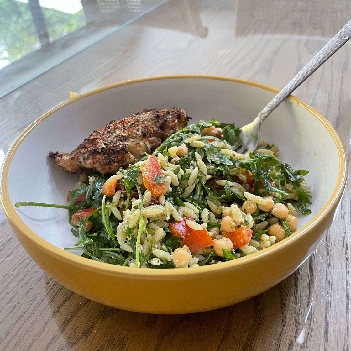 Pesto Orzo Salad with Sundried Tomatoes