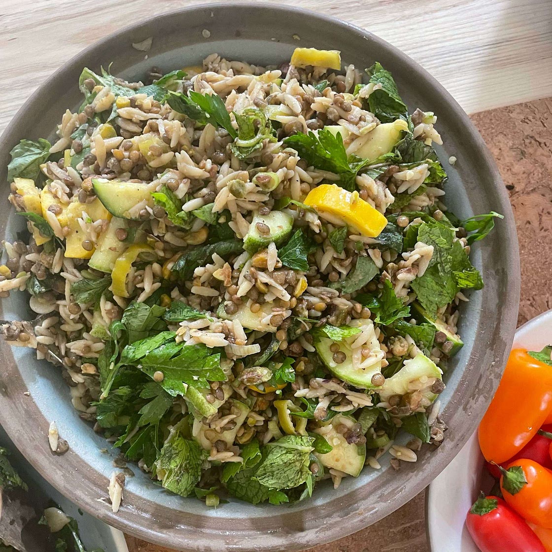 Orzo Salad With Lentils and Zucchini