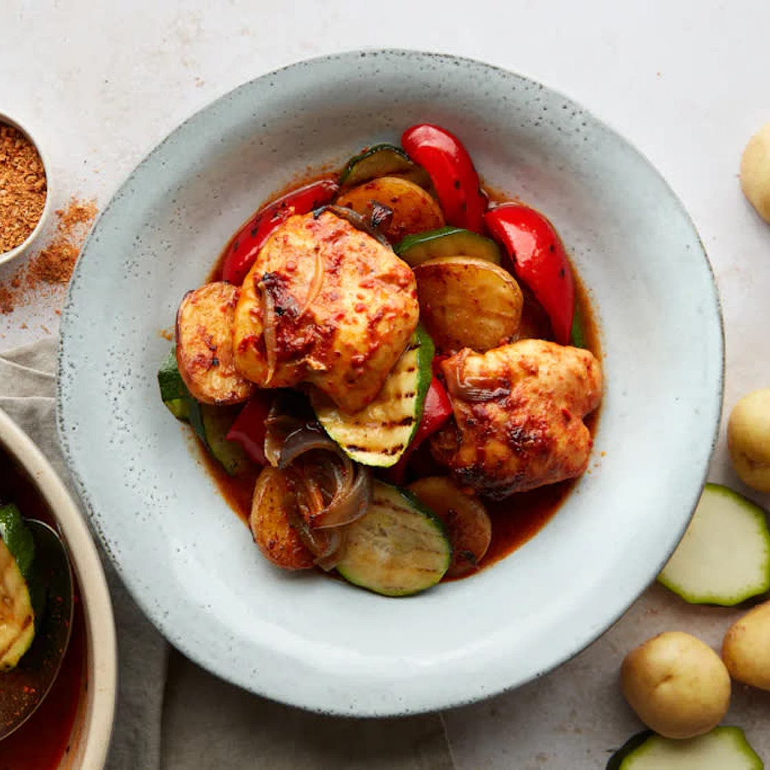 Baked Peri Peri Chicken with Romesco Veg 