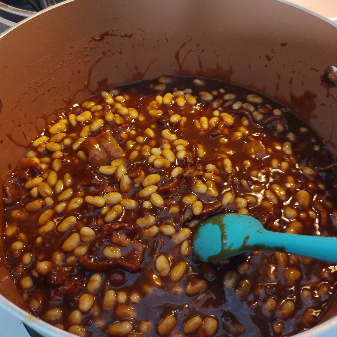 Brown Sugar Maple Baked Beans with Bacon