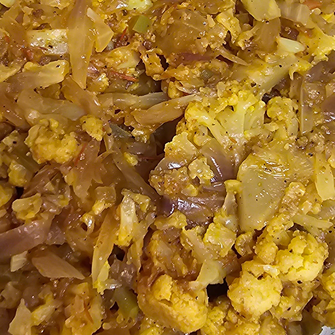 Curried Cauliflower with onions and garlic