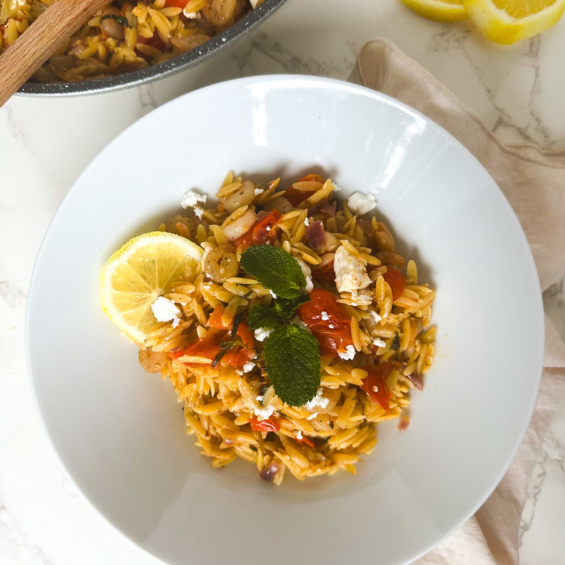 One Pan Summer Shrimp Orzo