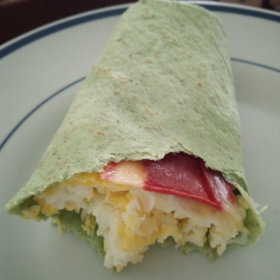 Egg Veggie bacon Spinach-tortilla wrap