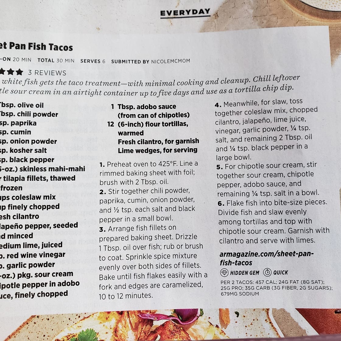 Sheet Tray Fish Tacos