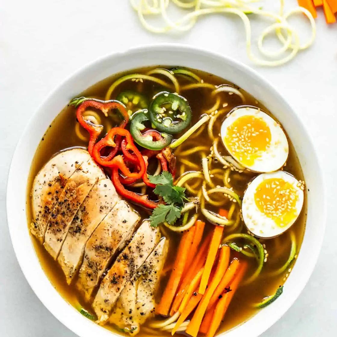 One Pot Chicken Ramen Bowl + Zoodles