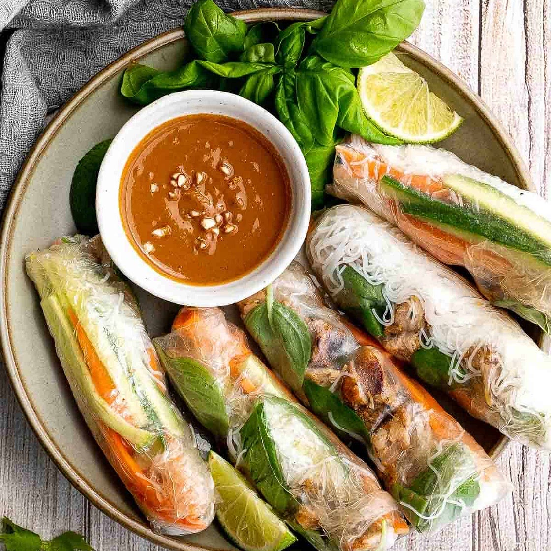 Vietnamese Rice Paper Rolls with 2 Sauces