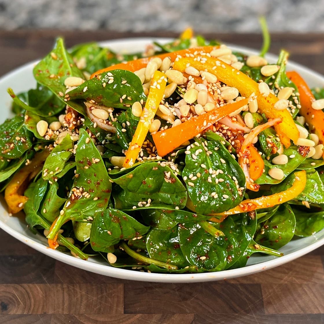 Korean Style Baby Spinach Salad