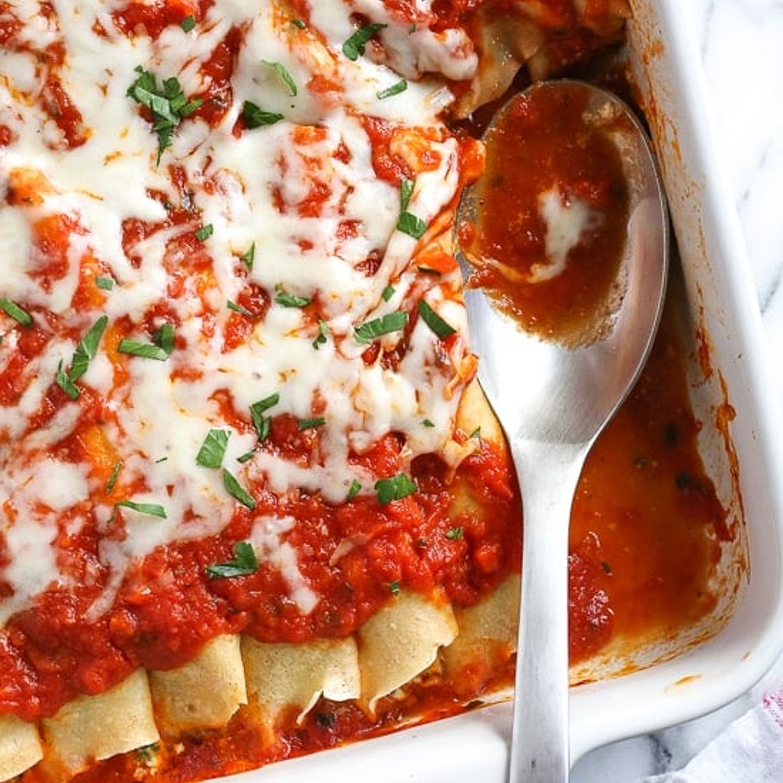 Homemade Spinach Manicotti