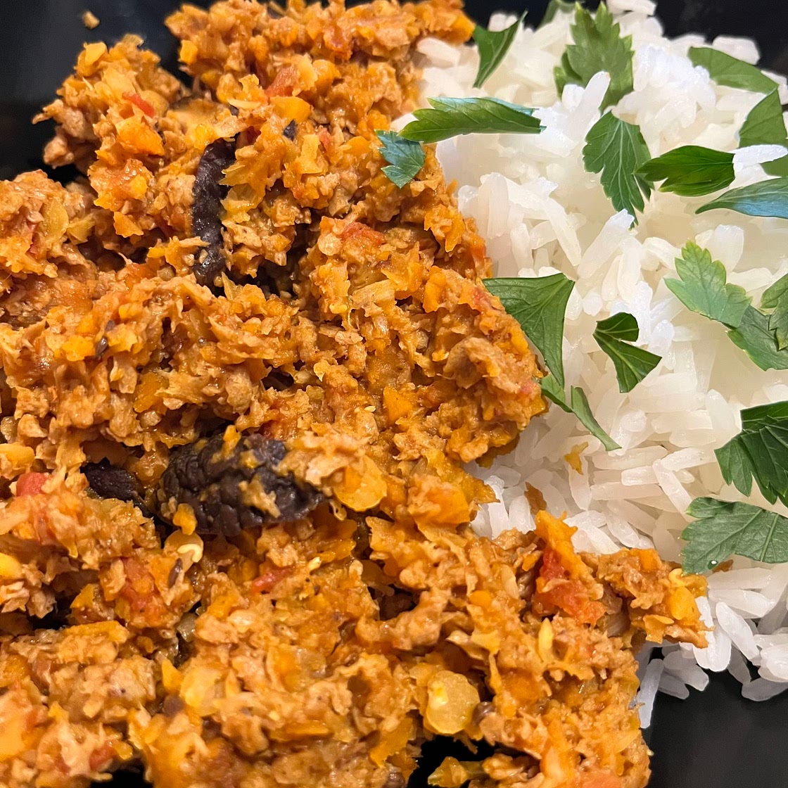 Soy Meat and Lentil Curry (Keema Style)