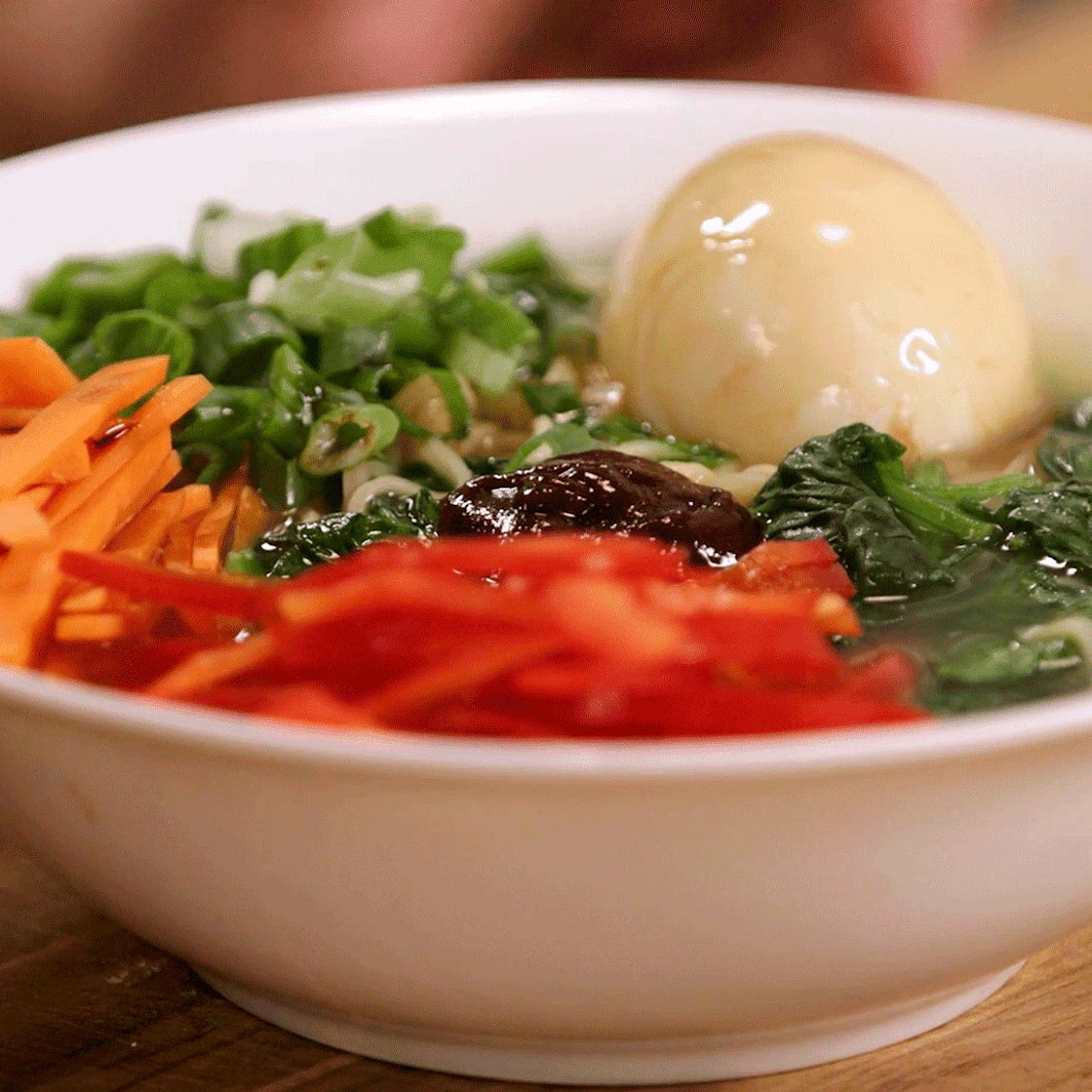 Vegetable Ramen Topped With Soft Boiled Egg
