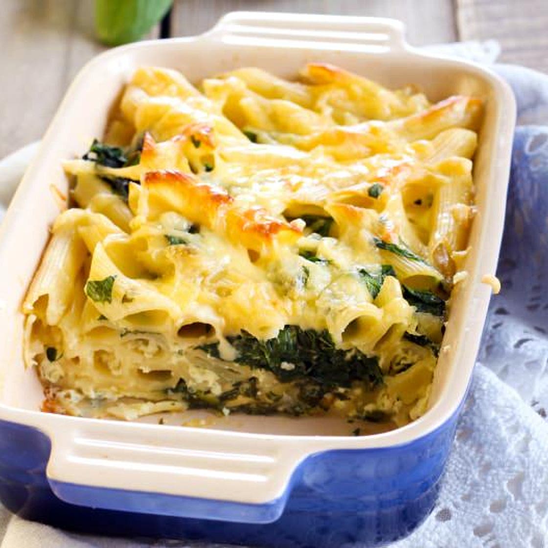 Spinach and ricotta pasta bake
