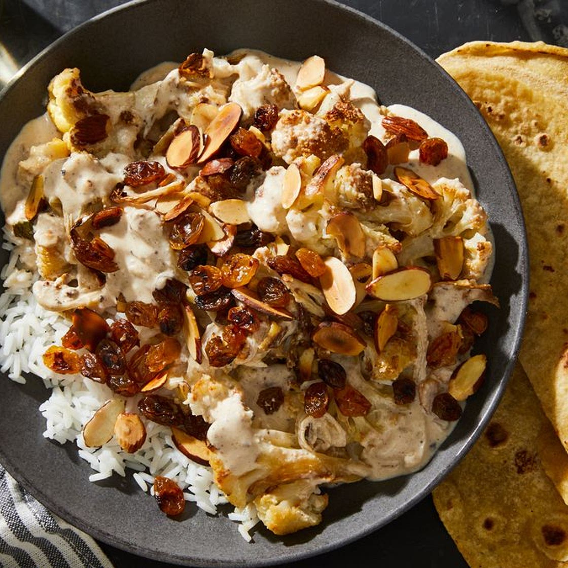 Cauliflower Korma With Blackened Raisins (Gobhi Korma) From Meera Sodha