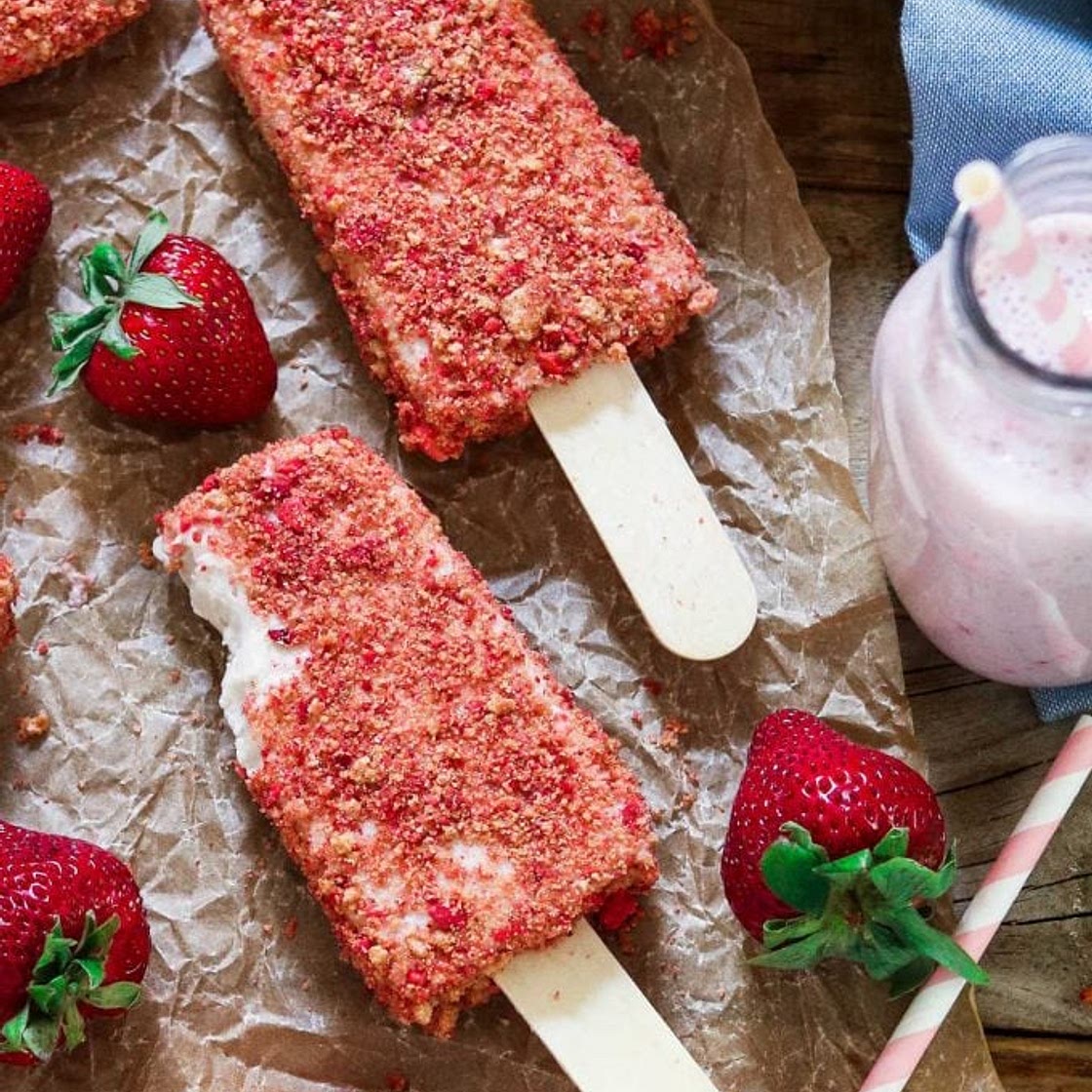 Strawberry Shortcake Ice Cream Bars (Vegan + GF)