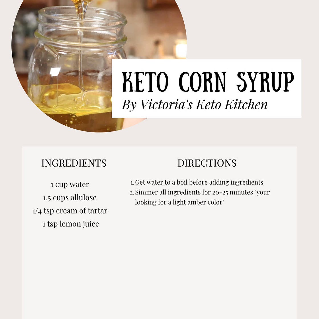 Victoria’s Keto Corn Syrup