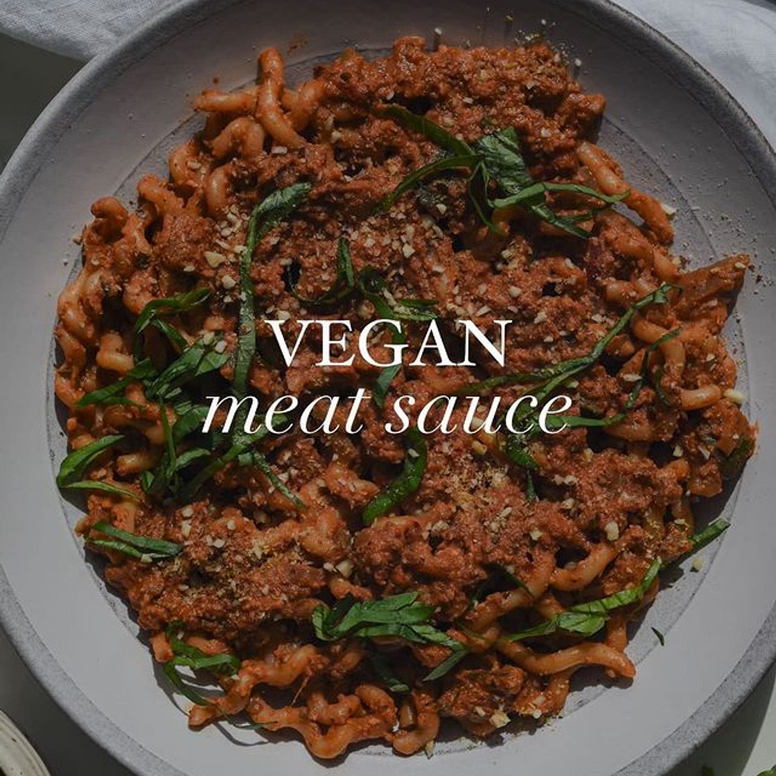 Vegan Meat Sauce + Spaghetti
