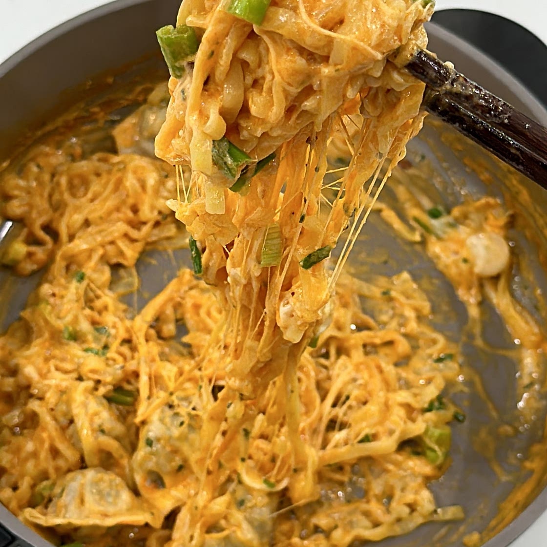 Cheesy fire noodles