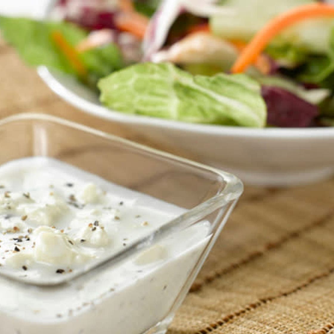 Salad with blue cheese dressing 