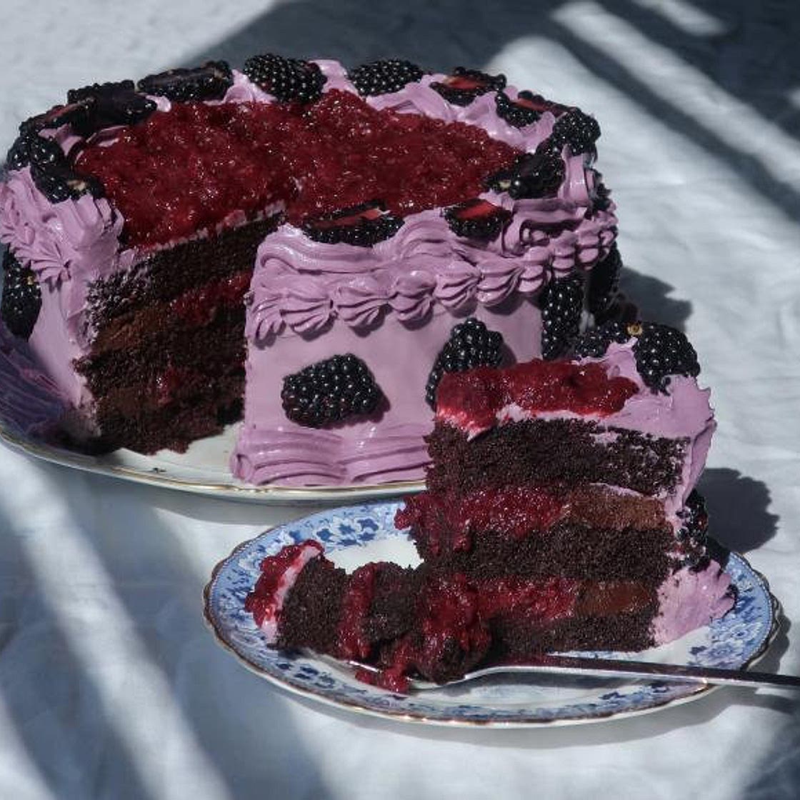 Chocolate Cake with Blackberry Compote & Chocolate Ganache