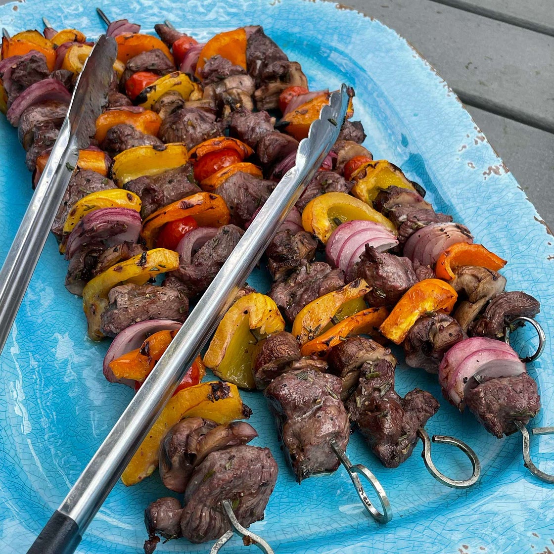 Marinated Garlic, Red Wine and Rosemary Lamb Kebabs with Minted Lemon Yoghurt