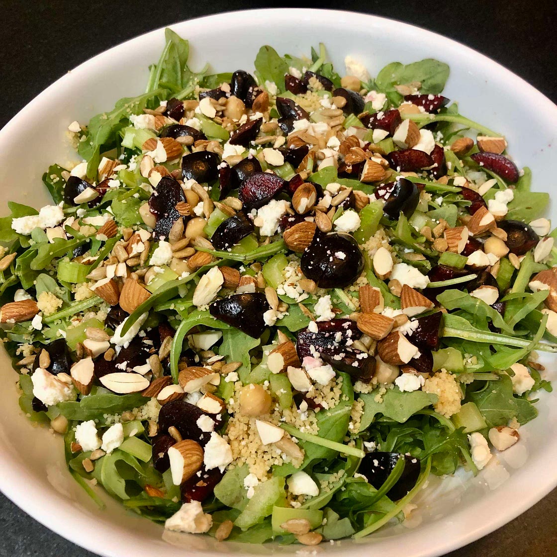 Cherry Couscous & Arugula Salad with Balsamic Vinaigrette