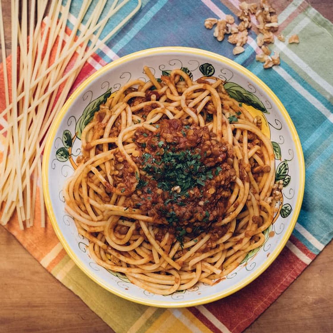 Bucatini with Lentil Ragu