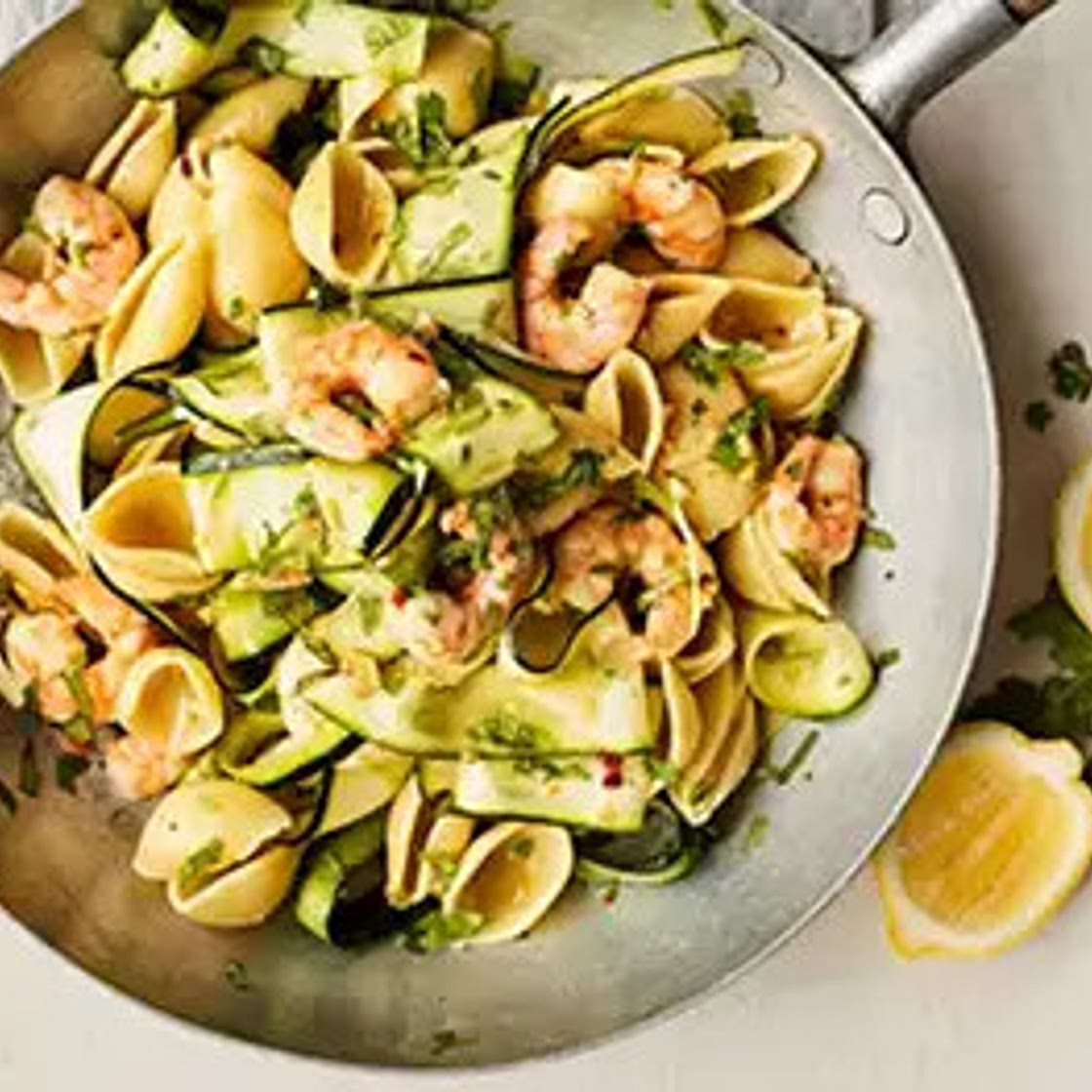 Prawn & courgette pasta with lemongrass