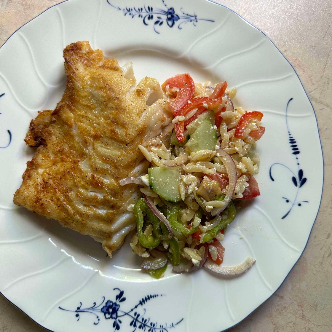 Greek salad & cod