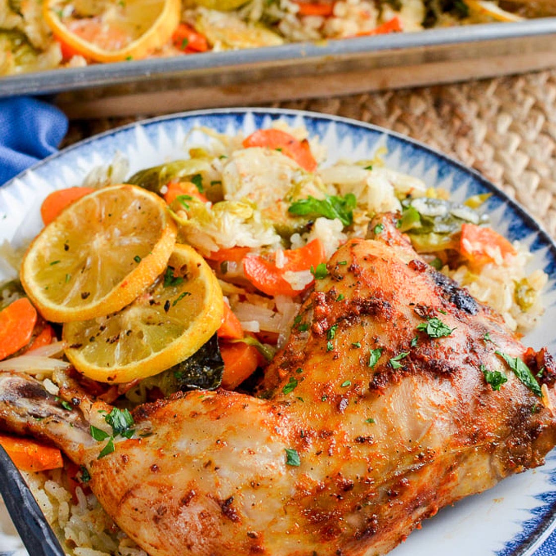 Syn Free Lemon Garlic Chicken Rice Traybake
