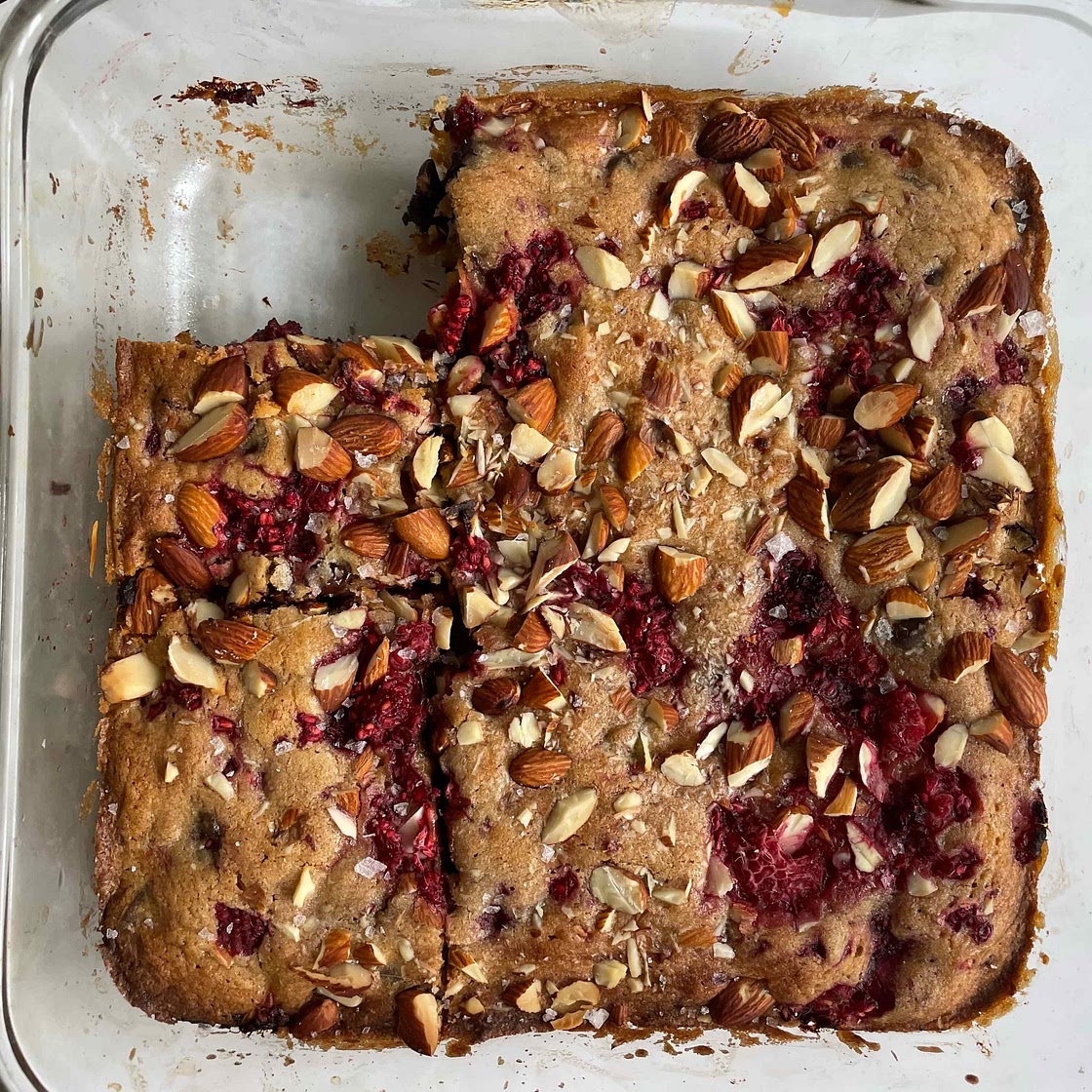 Raspberry Blondies with Almonds