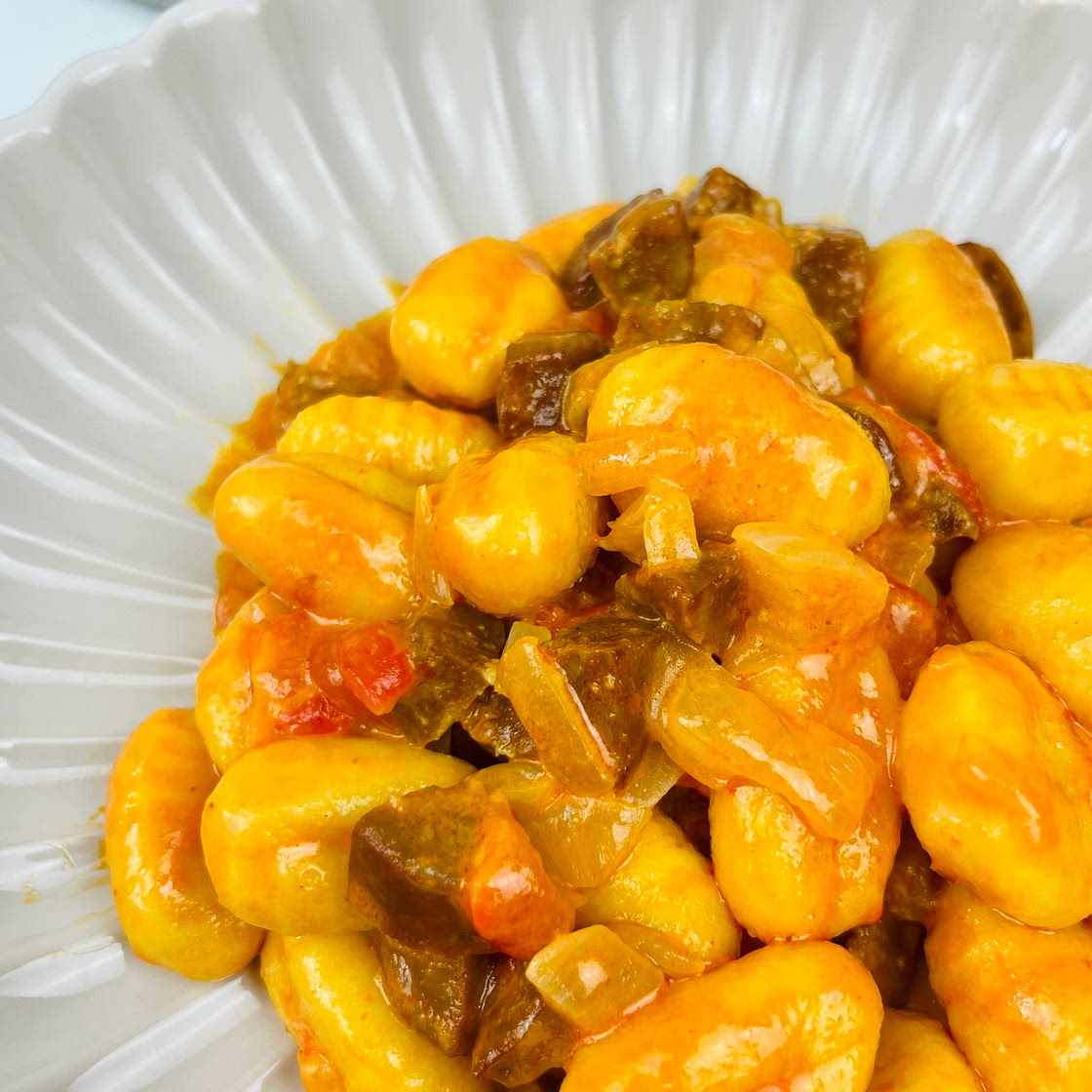 Gnocchi With Roasted Peppers And Chorizo