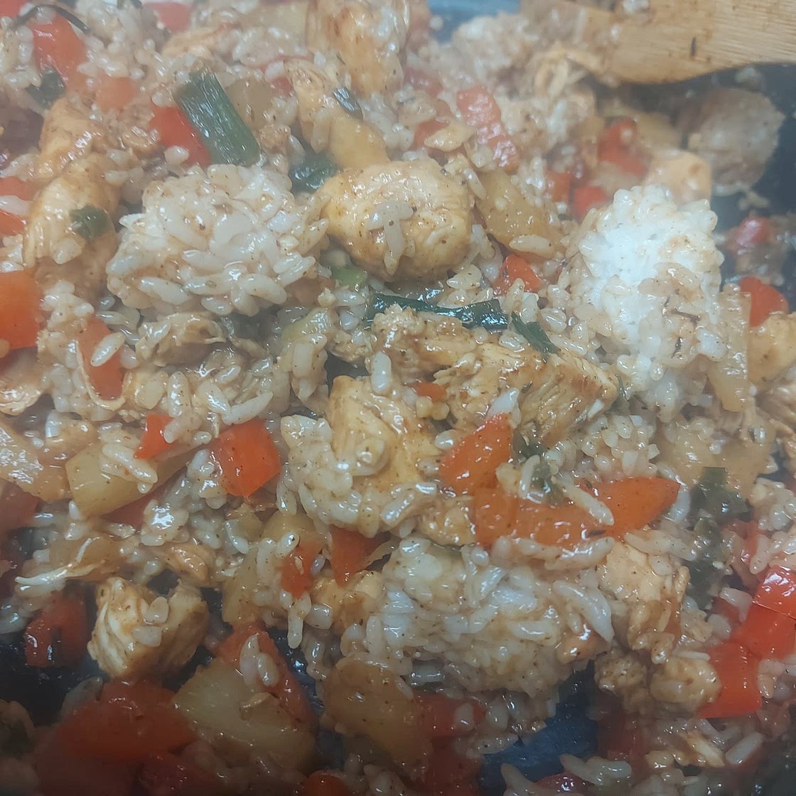 One Pan Caribbean Jerk Chicken with Pineapple-Coconut Rice