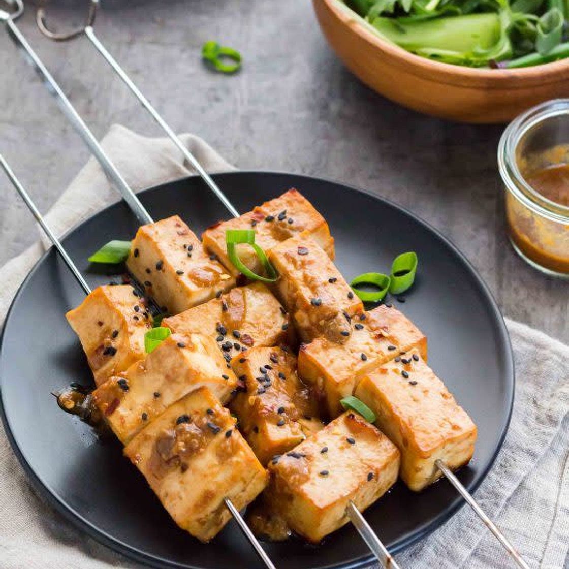Miso chilli tofu skewers