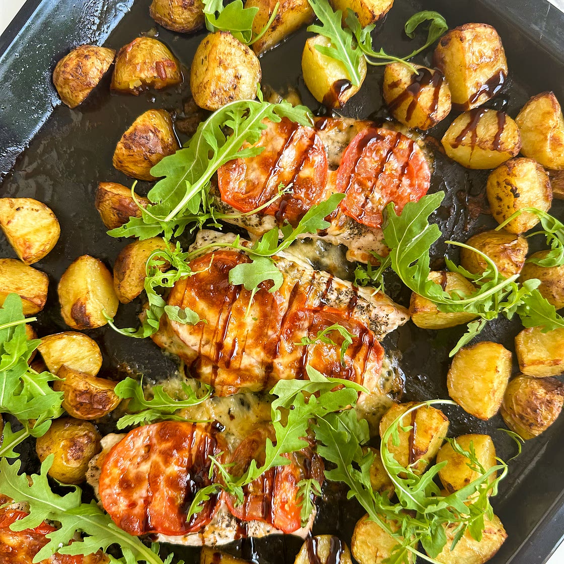 Sheet Pan Chicken Caprese Bake