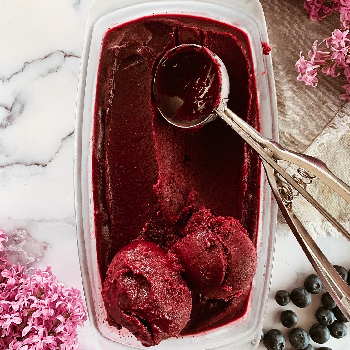 NO CHURN BLUEBERRY ACAI SORBET