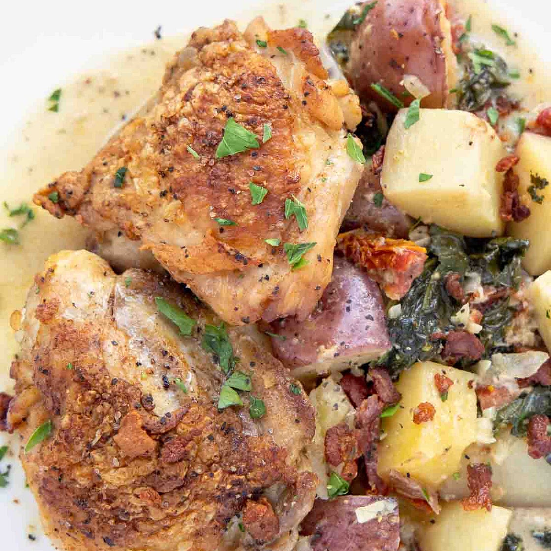 Rustic Creamy Tuscan Chicken and Potatoes
