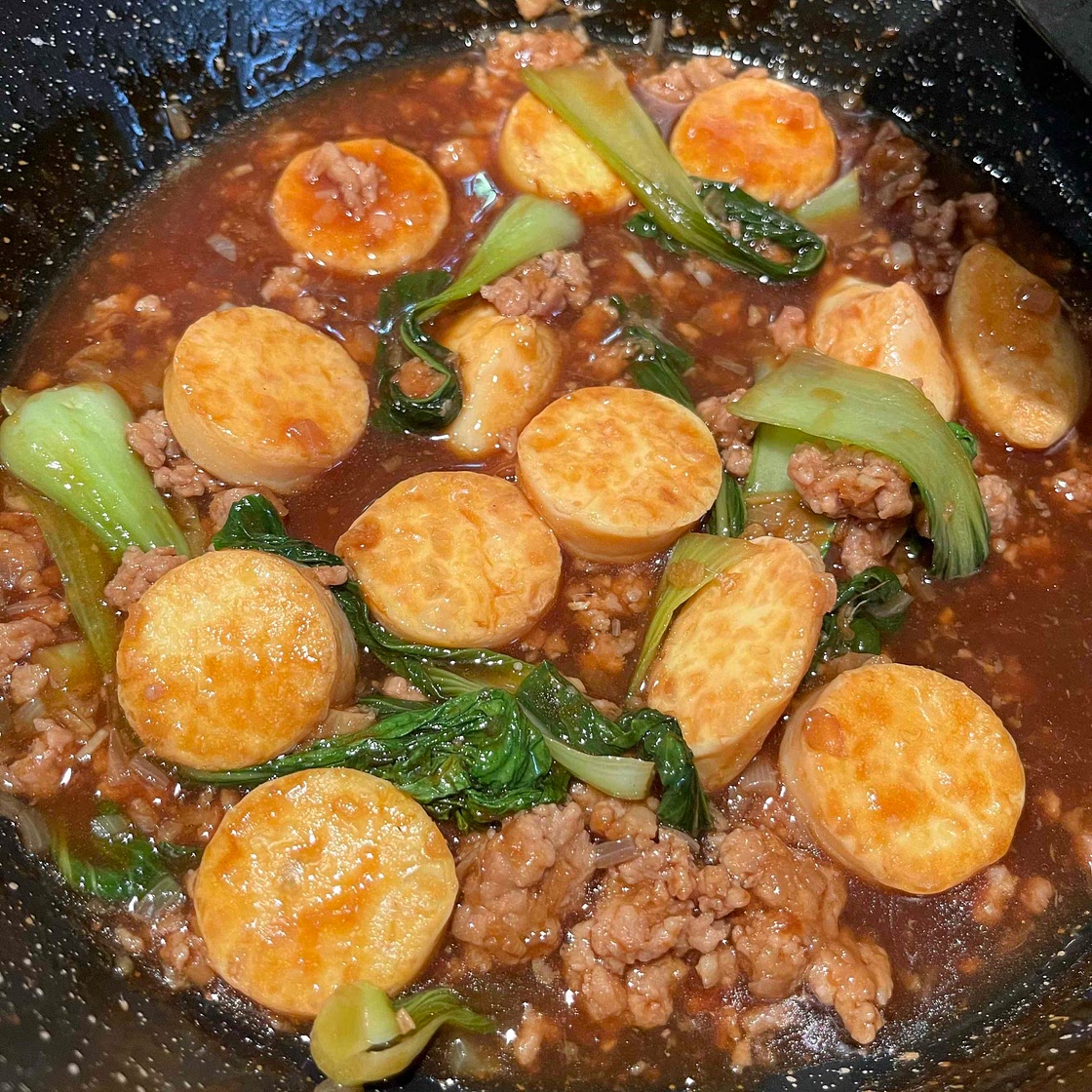 Egg Tofu with Minced Meat Sauce