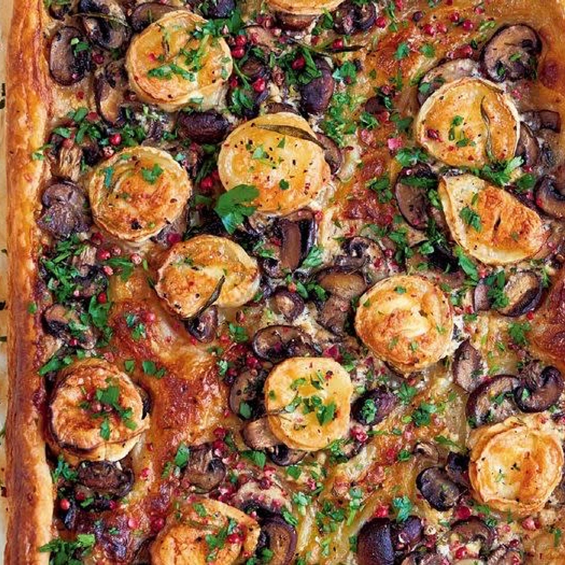 Rosemary, Goat’s Cheese and Mushroom Tart with Pink Peppercorns