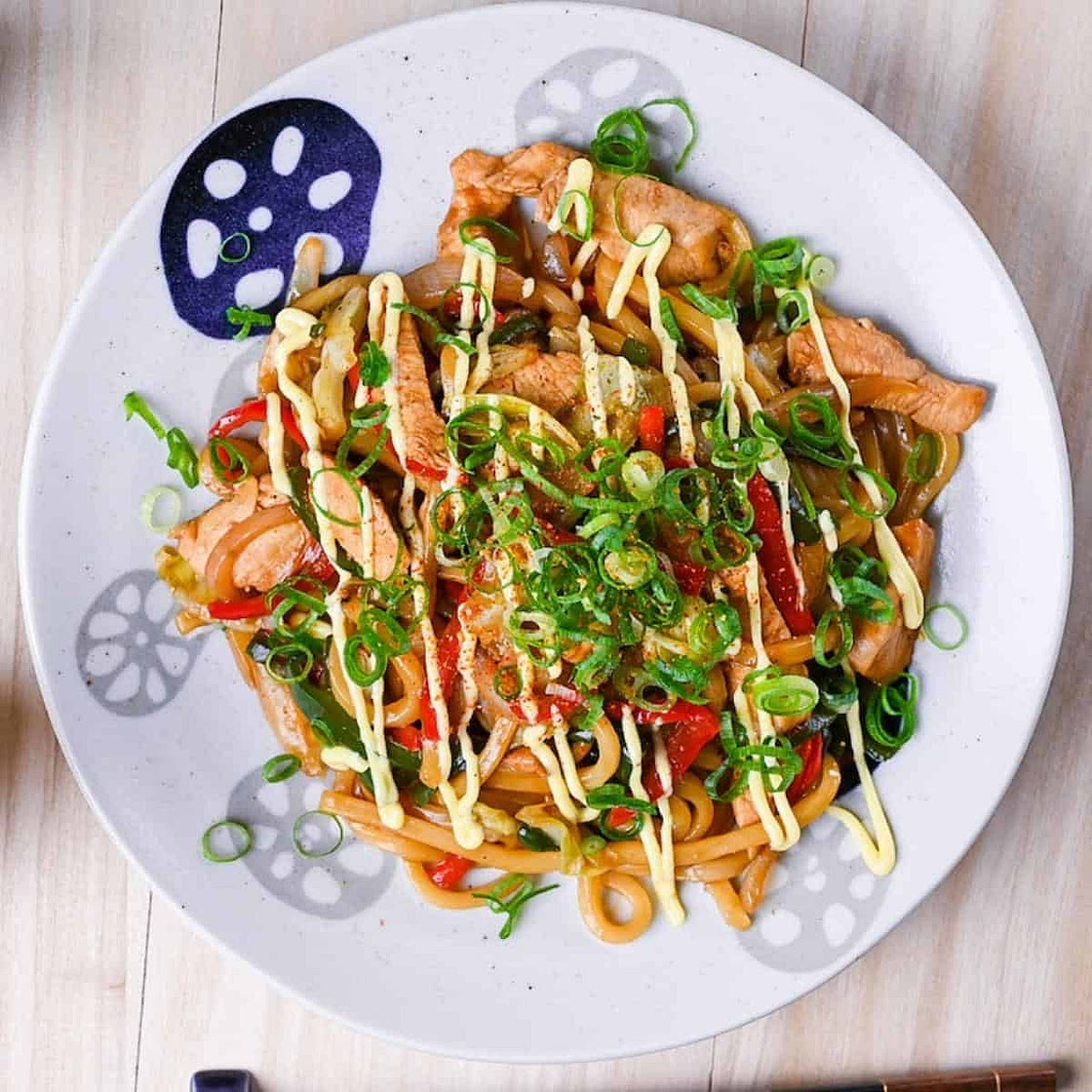 Chicken Yaki Udon (Garlic & Butter Soy Sauce Fried Noodles)