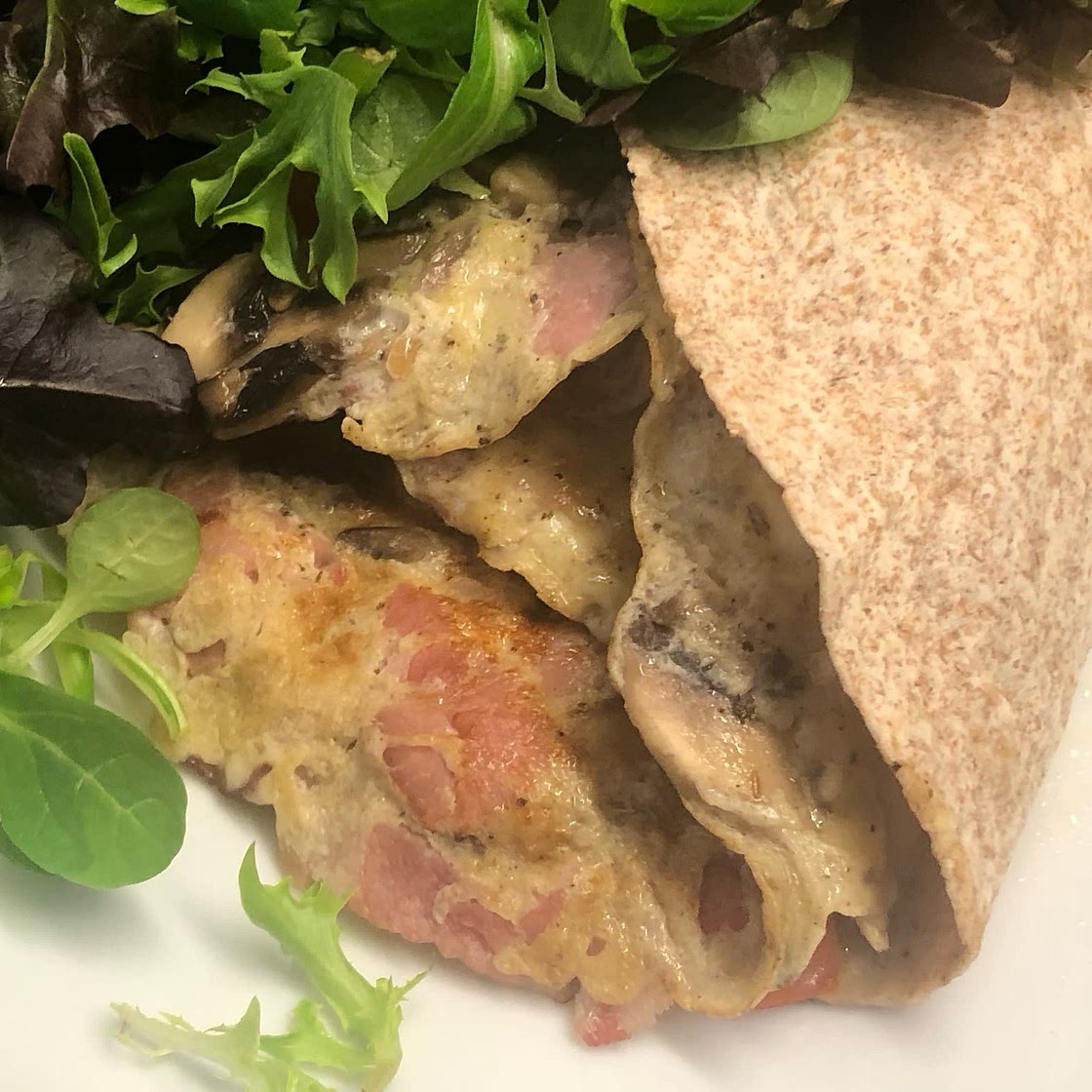 Bacon mushroom egg wrap