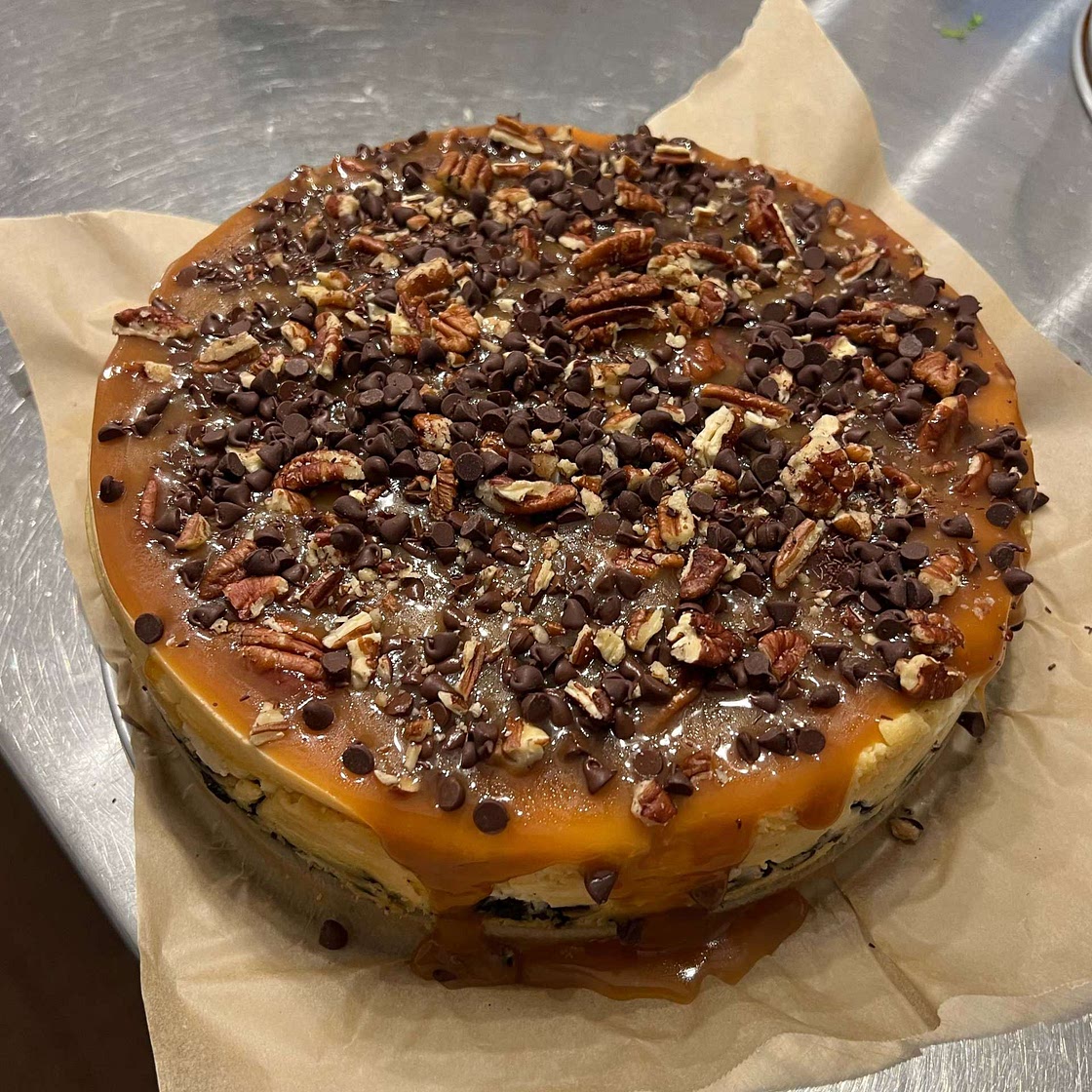Salted Caramel Chocolate Chip Cheesecake