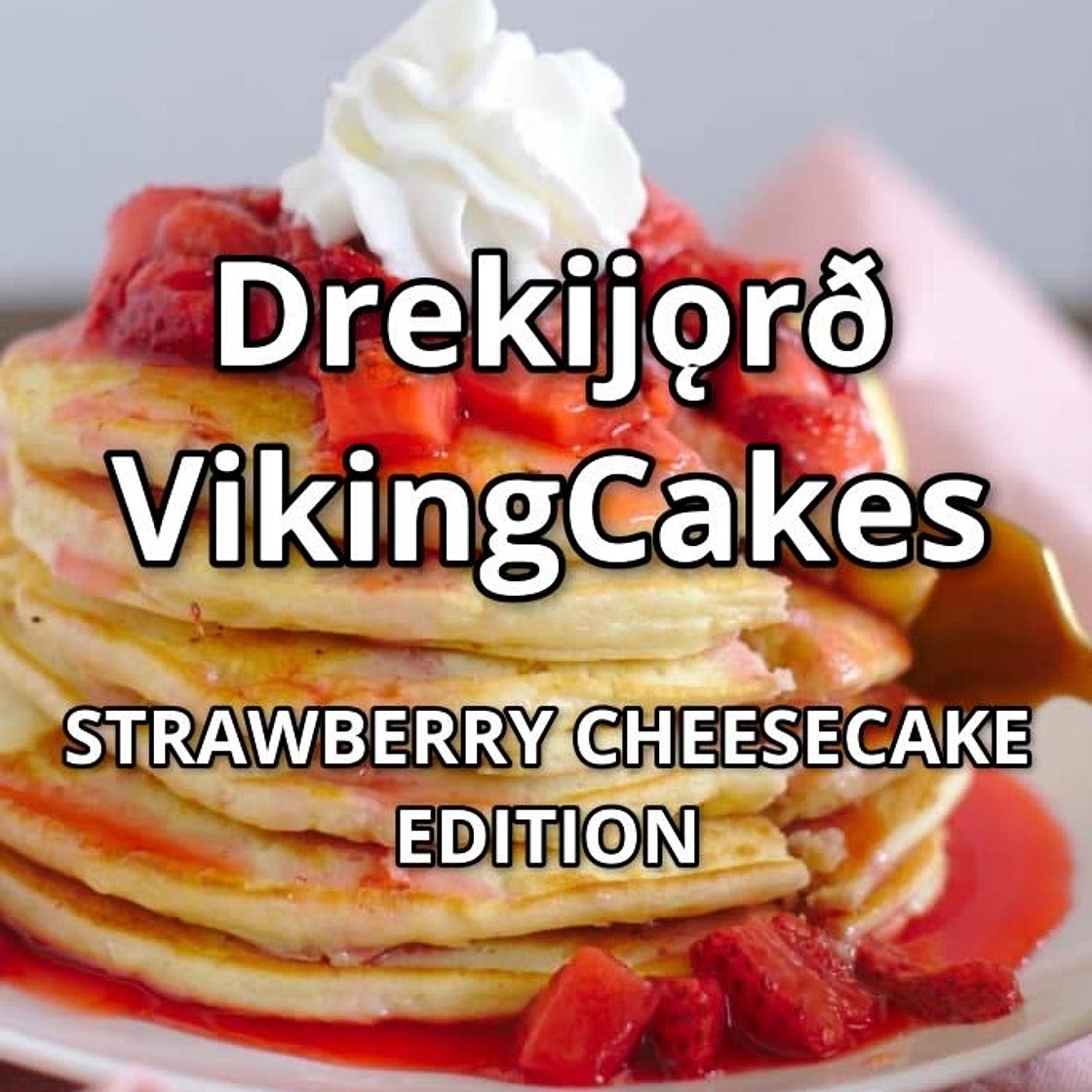 Drekijǫrð Strawberry Cheesecake Pancakes 