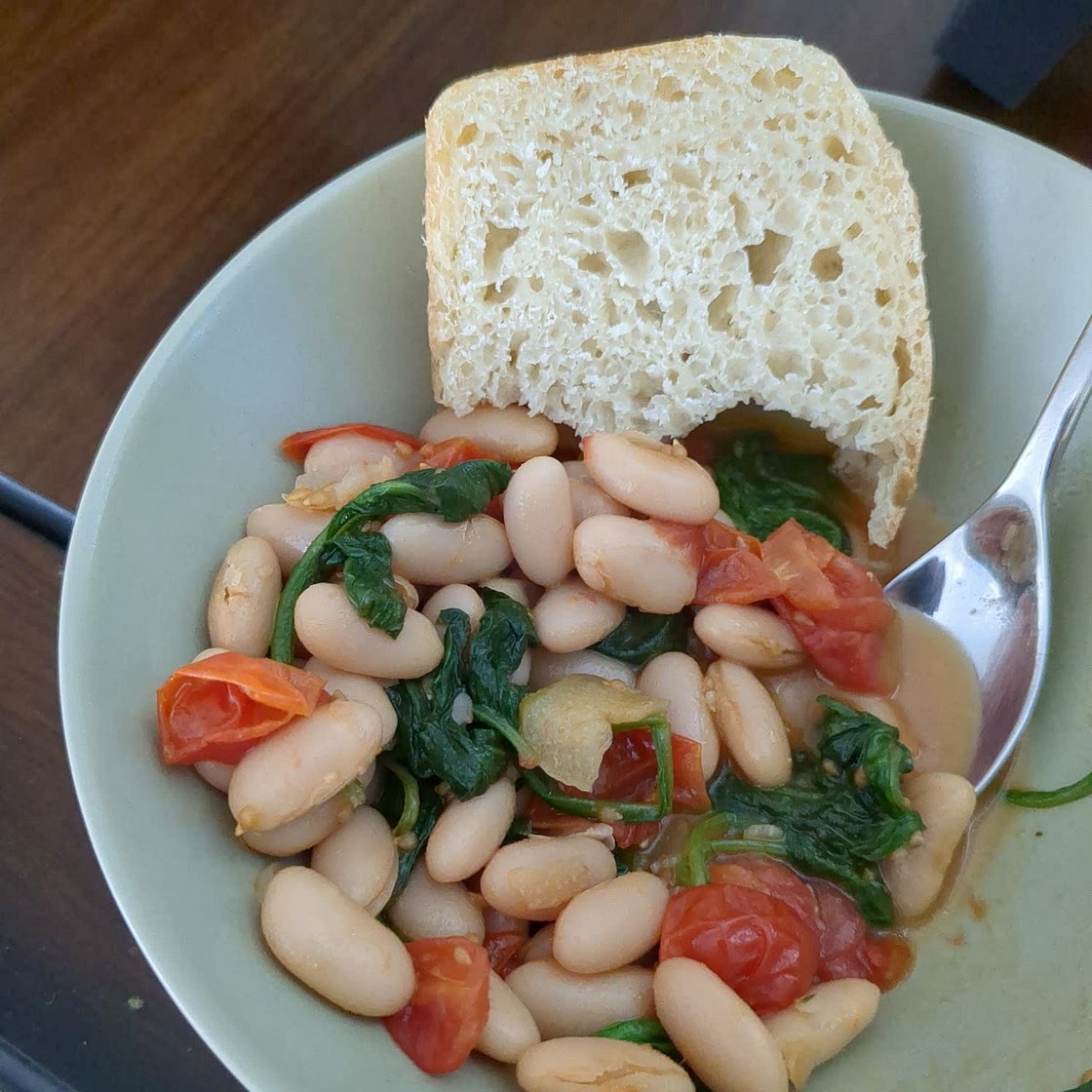 Saucy White Beans with Spinach