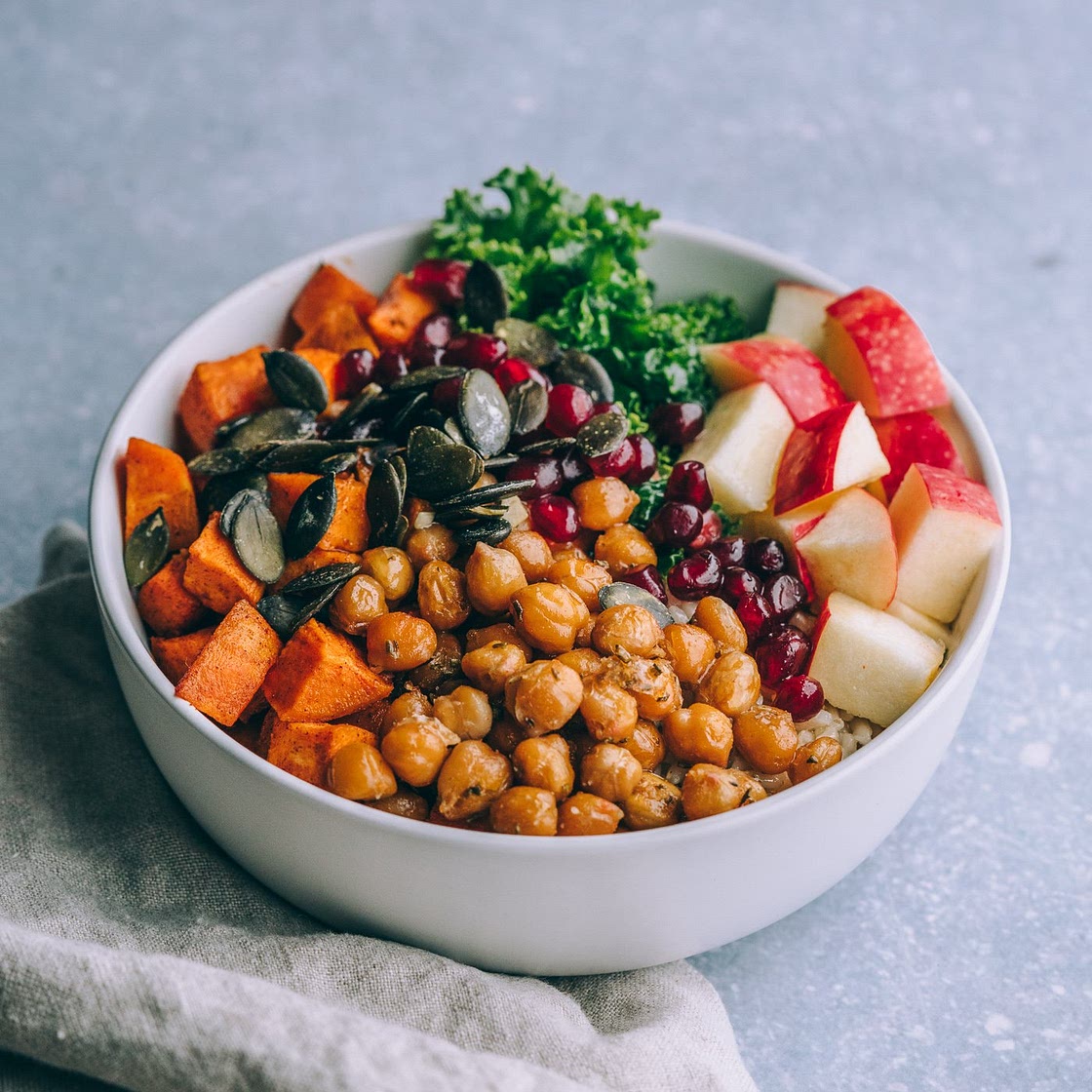 Autumn Nourish Bowls with Herb Roasted Chickpeas and Cinnamon Sweet Potatoes — My Moonstone Kitchen