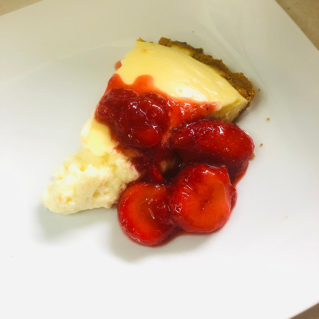 Strawberry topped cheesecake