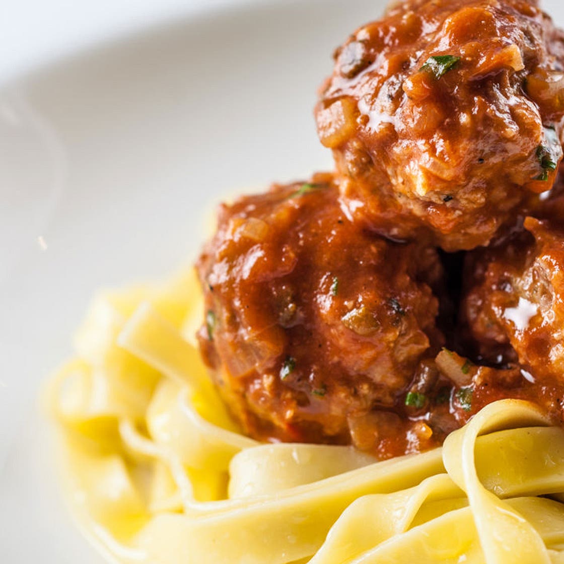 Pork meatballs with tagliatelle